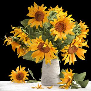 Flower Bouquet Of Sunflowers In A Vase 118