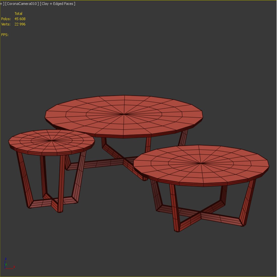 Stowe Round Coffee Table West Elm - 3D Model for VRay, Corona