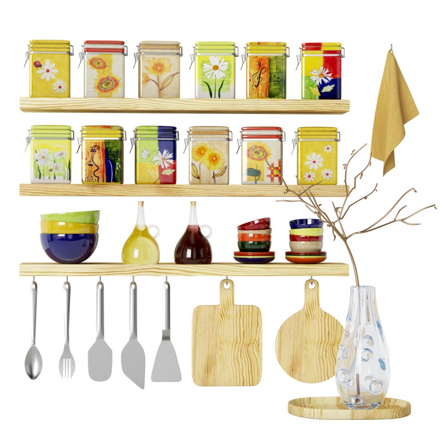 Decor For Kitchen - 3D Model for VRay