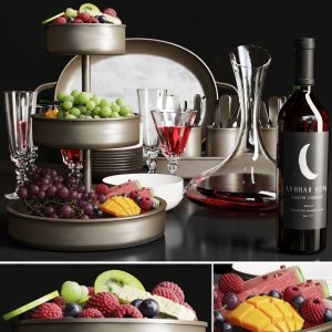 Fruit Set With Red Wine