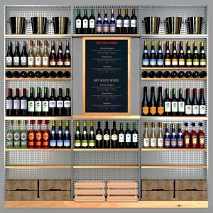 Alcohol Shelf With Wine In A Supermarket