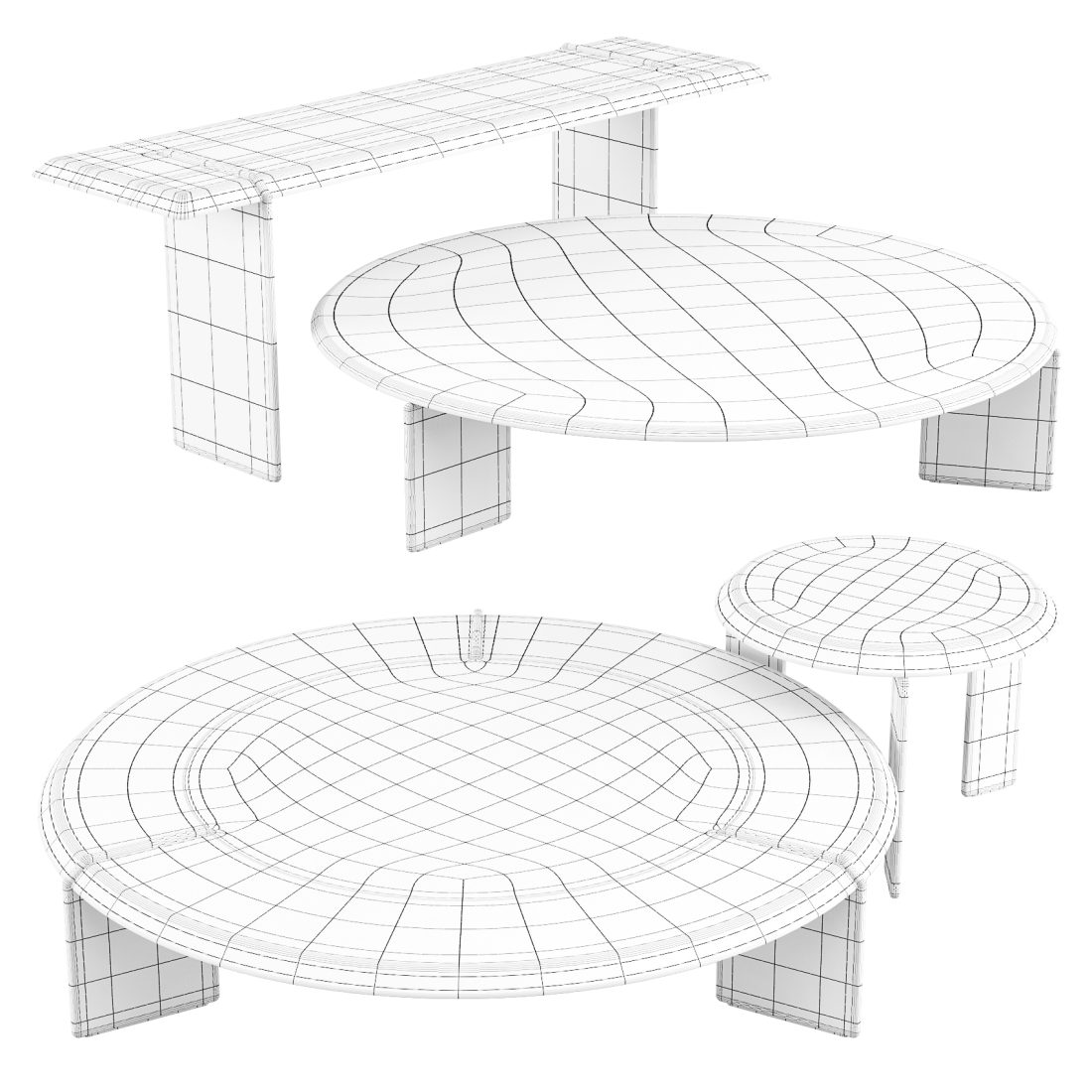 Keel - Coffee And Side Tables Set 01 3D Model for Corona | CGMood
