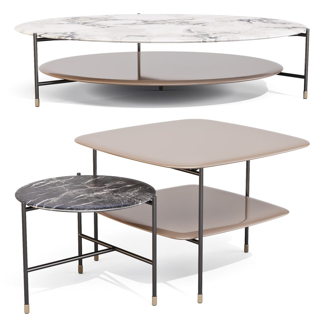 Meridiani: Adrian - Coffee And Side Tables Set 03 - 3D Model for Corona