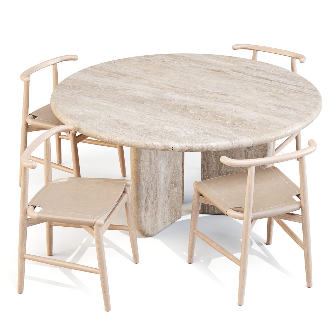 Meridiani Italo Table And Emilia Chairs S02 3D Model for Corona | CGMood