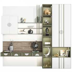 Modern Wardrobe With Decor And Books