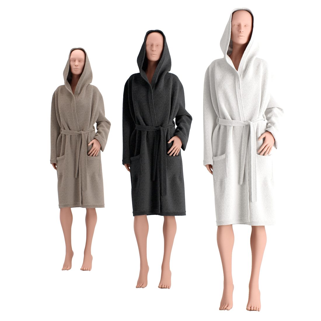 Bath Robe Model Mannequin Bathrobe Set 6 - 3D Model for Corona