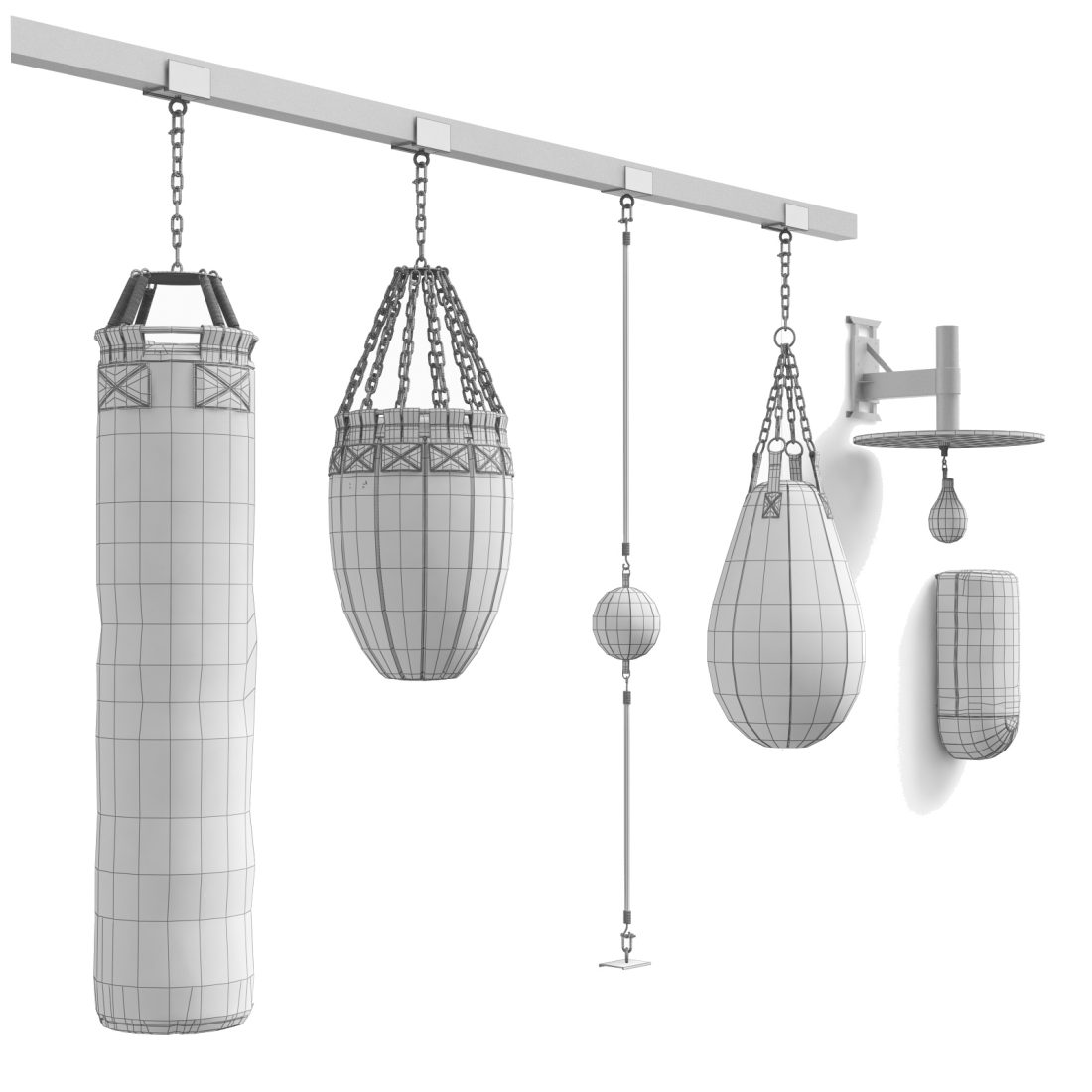 6 Sports Equipment For Boxers Gloves Set Pads Punc 3D Model for VRay ...