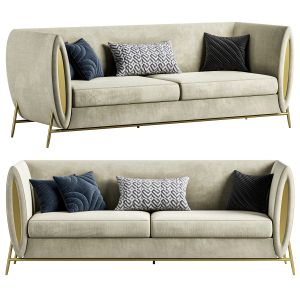 Beige Velvet Upholstered Sofa By Homary