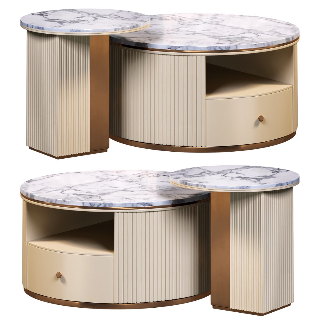 Modern Chic Round Nesting Coffee Table By Homary - 3D Model for Corona