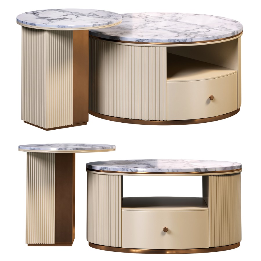 Modern Chic Round Nesting Coffee Table By Homary - 3D Model for Corona