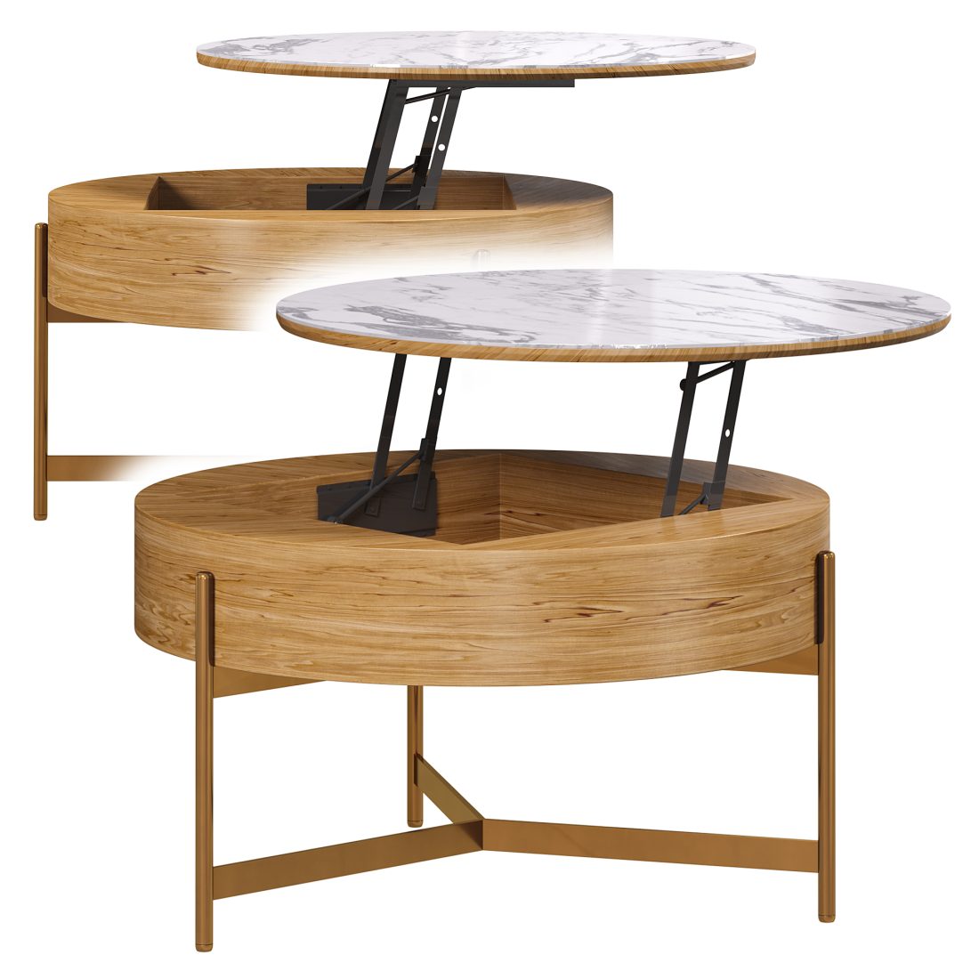 Round Lifttop Wood Stone Coffee Table By Homary - 3D Model for Corona