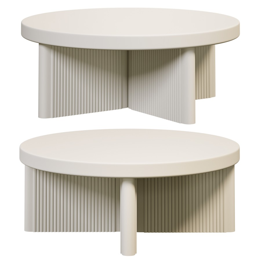 Farmhouse White Fluted Coffee Table By Homary - 3D Model for Corona