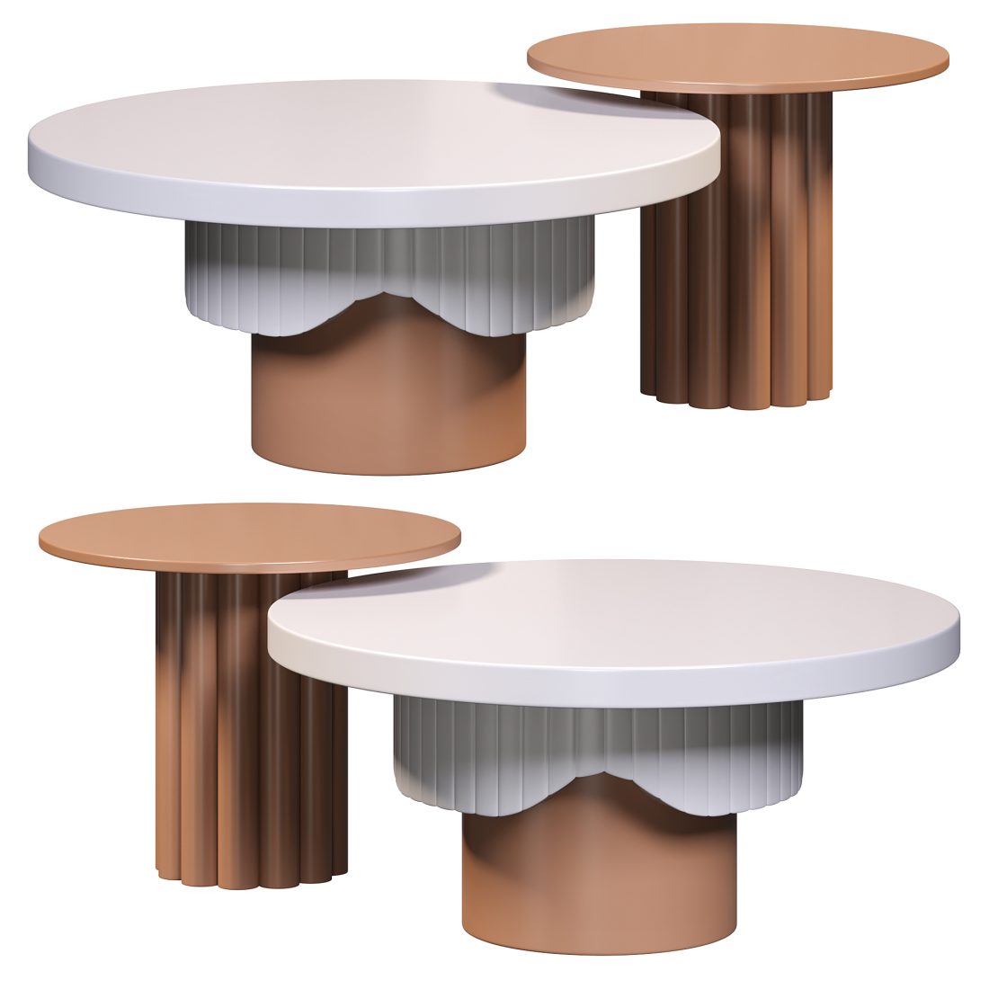 2piece Round Wood Coffee Table By Homary - 3D Model for Corona
