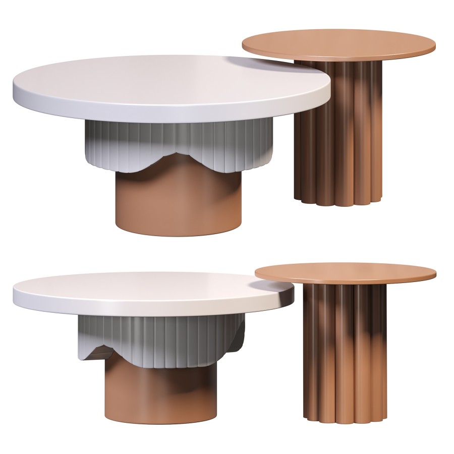 2piece Round Wood Coffee Table By Homary - 3D Model for Corona