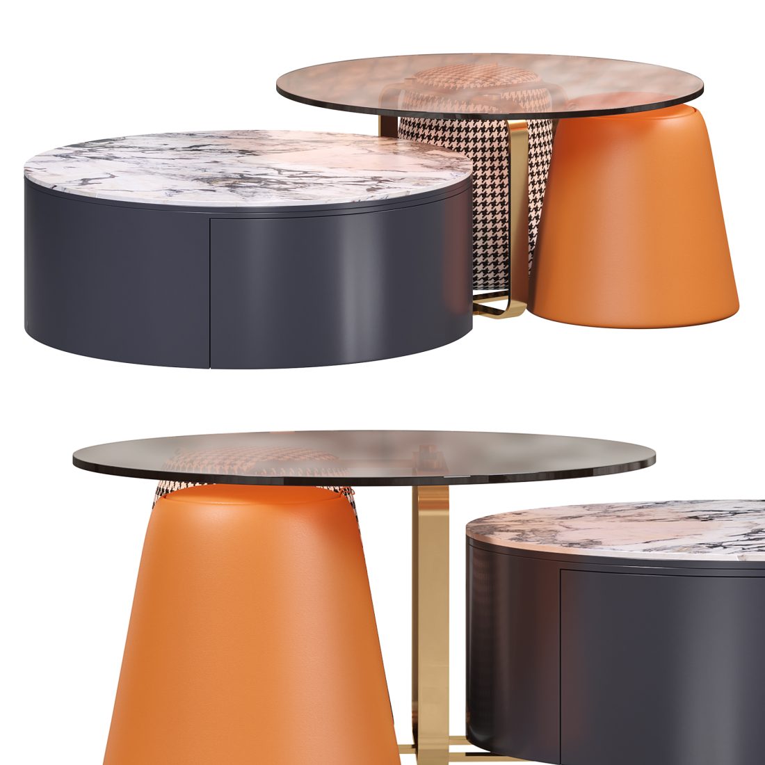 4piece Round Swivel Coffee Table By Homary - 3D Model for Corona