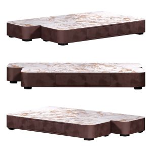 Pieces Modern Brown Stone Top Coffee Table By Homa