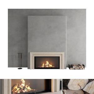 Decorative Wall With Fireplace Set 61