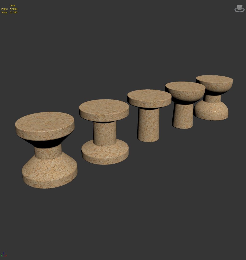 Cork Family Side Tables By Vitra 3D Model for VRay, Corona | CGMood