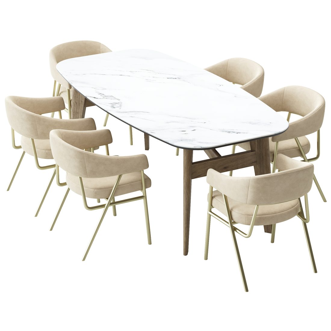 Wire Frame Dining Arm Chair And Abrey Table 3D Model for Corona | CGMood