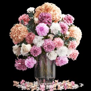 Beautiful Bouquet Vase Rose Peonies Hydrangea 297