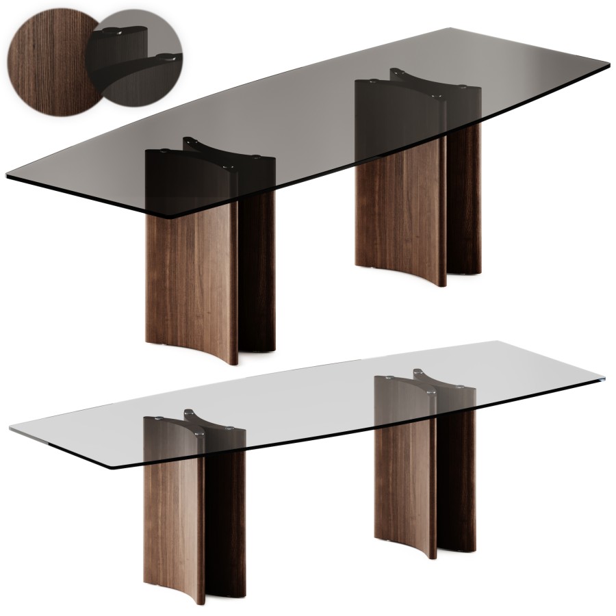 Alan Botte 4 Glass Dining Table By Porada 3D Model for Corona | CGMood