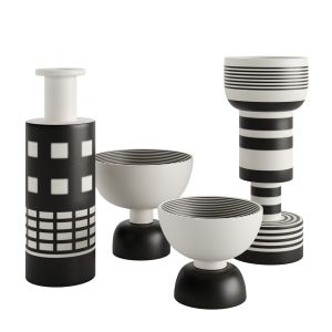 Black And White Vase Set By Ettore Sottsass