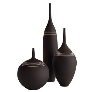 Set 3 Stoneware Bottle Vases