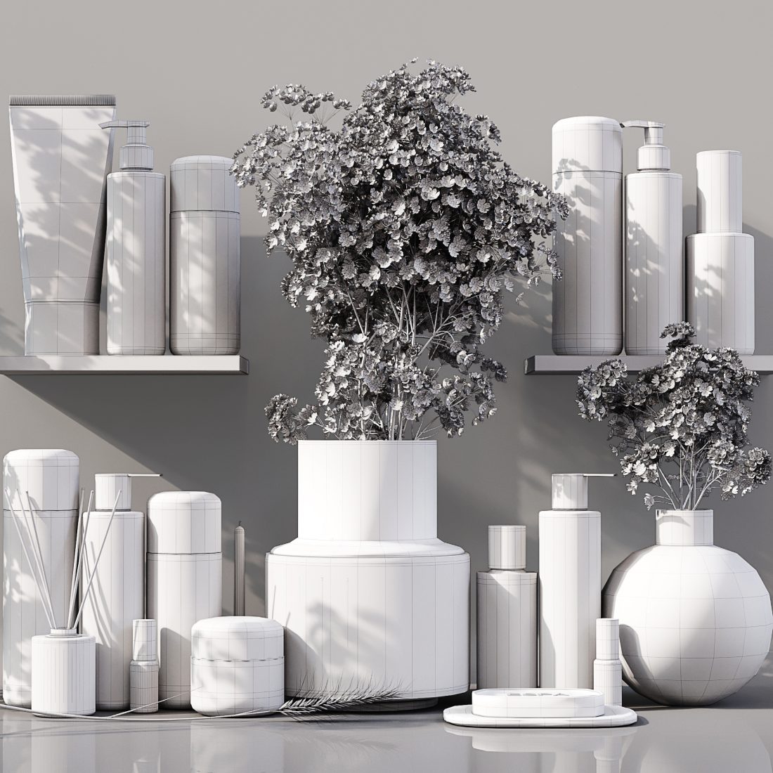 Bathroom Decor Set 011 - 3D Model for VRay, Corona