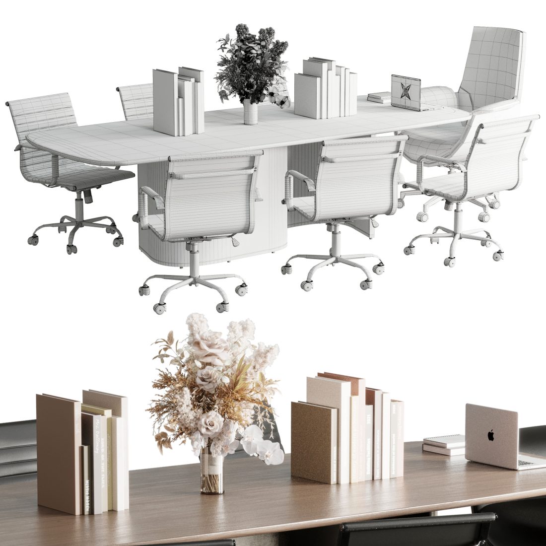 Meeting And Conference Table - Office Furniture 52 3D Model for VRay ...