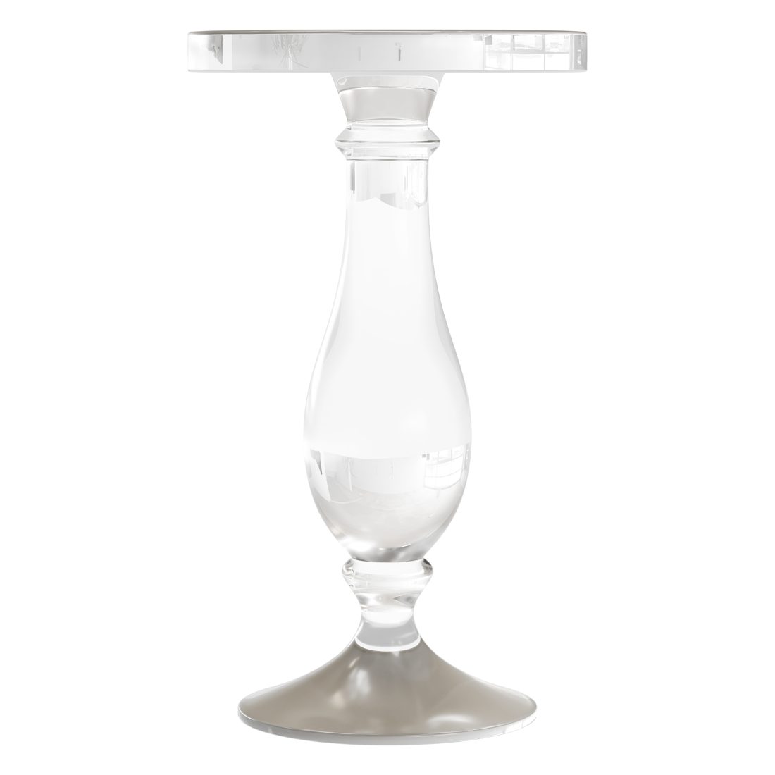 Modern Acrylic Clear Round End Table With Pedestal - 3D Model for Corona