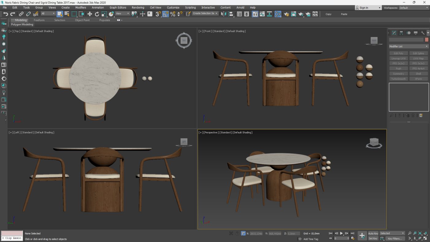 Noris Fabric Dining Chair And Sigrid Dining Table 3D Model for Corona ...
